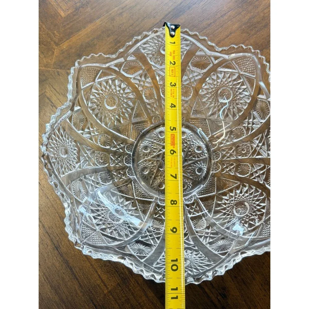 Vintage Imperial Glass Daisy & Button Round Bowl Sawtooth Edge Serving Piece